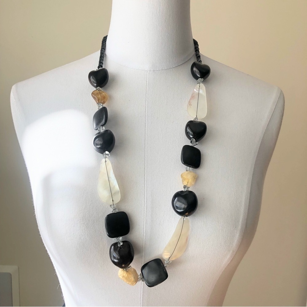 Bold handmade Semiprecious stone and shell statement necklace